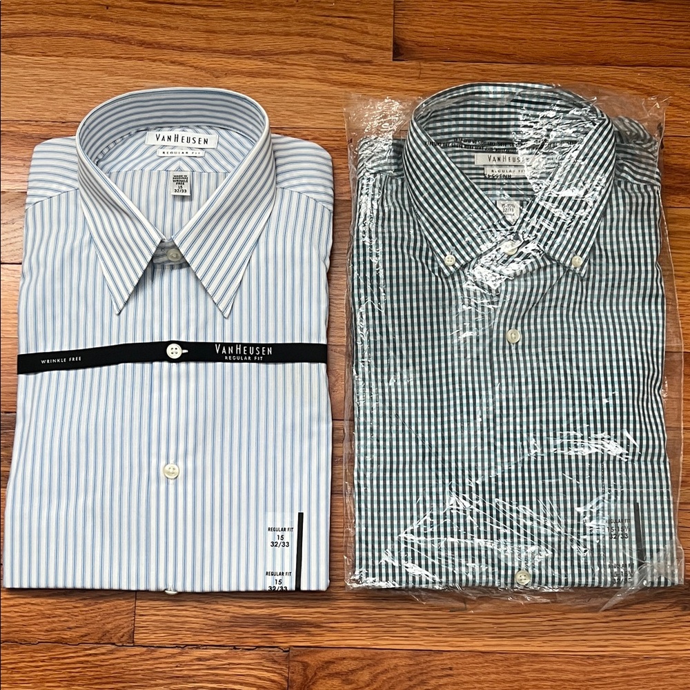 TWO NEW Van Heusen button down shirts